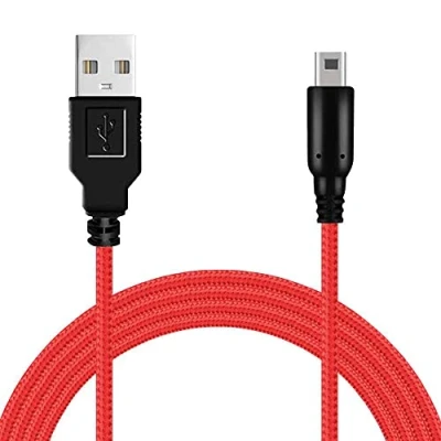 Image of OcioDual USB Data and Charging Cable 1,5m Braided Red Compatible with Ninten DSi,DSi XL,2DS,New 2DS XL,3DS,3DS XL,New 3DS,New 3DS XL Reinforced Design Anti Scratch Tangle Charger Power Lead