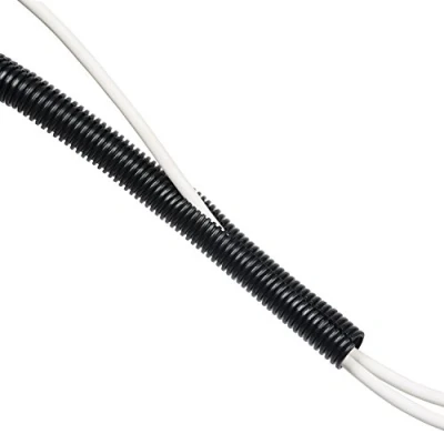Image of D Line Cable Tidy Tube, Pre Split Sleeve, Flexible LDPE Electrical Conduit, PC Management, TV Wire Hider 25mm Diameter, 1.1m Length Black