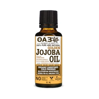 Image of OA3 LTD Pure Golden Jojoba Oil 10ml 100% Natural, Cold Pressed, Unrefined &amp; Vegan
