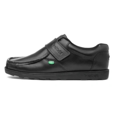 Image of Kickers Men&#039;s Fragma Single Strap Moc Toe Leather Shoes Extra Comfortable Added Durability Premium Quality School, Black, 10 UK