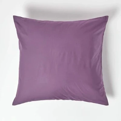 Image of HOMESCAPES Purple Grape Pure Egyptian Cotton Euro Size Pillowcase 60 x cm 200 TC 400 Thread Count Percale Equivalent Large Square Pillow Case with Zip Pack of 4