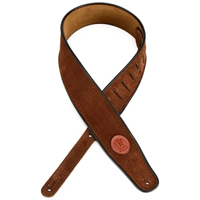 Image of Levy&#039;s MSS3 BRN Suede Leather Guitar Strap Brown
