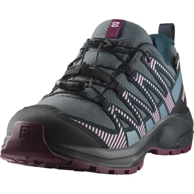 Image of Salomon XA PRO V8 WP Unisex Hiking shoes for kids, Size: 12.5K, Neptune/carbon/plum caspia Textile/synthetics