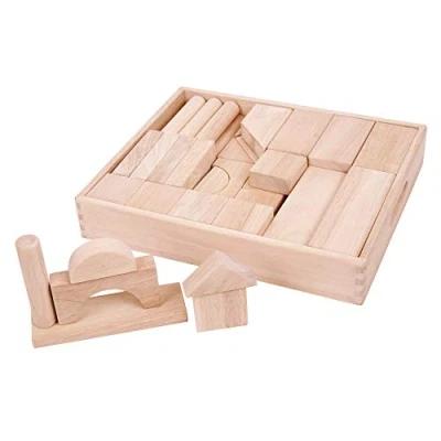 Image of Bigjigs Toys Jumbo Wooden Building Brick Blocks with Storage