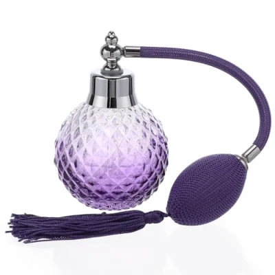Image of ROSENICE 100ml Refillable Perfume Bottle Spray Atomizer Crystal Art Vintage Style Long (Purple)