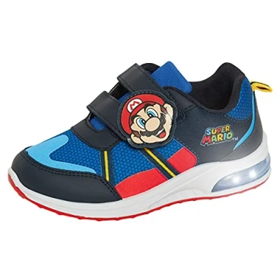 Image of Super Mario Boys Brothers Light Up Trainers Kids Nintendo Flashing Lights Sports Shoes Blue 10 UK Child