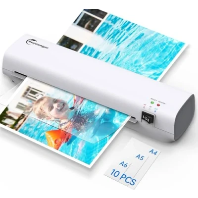 Image of Laminator A4, Machine for Hot and Cold Settings with 10 Laminating Pouches, Fast A4 Home, Office, School Use
