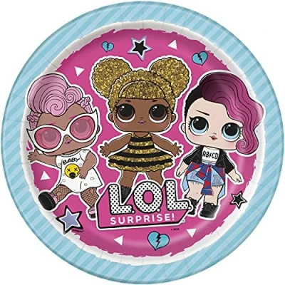 Image of Unique 20905 Paper Plates 21.9 cm LOL Surprise Party Pack of 8, Multicolour