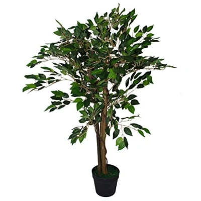 Image of Leaf Artificial Tree/Plant, Dark Green Ficus, 90cm