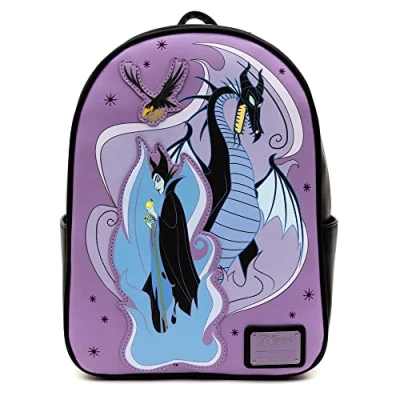 Image of Loungefly Disney Mini Backpack, Sleeping Beauty Maleficent, Villains, Multicolor, Backpack