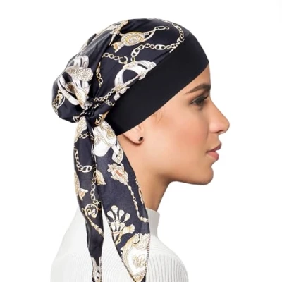Image of Chemo Headwear for Women Head Scarfs Turbans UK Cancer Scarves Bandanas Hat Turban Cap with Bandana Tichel
