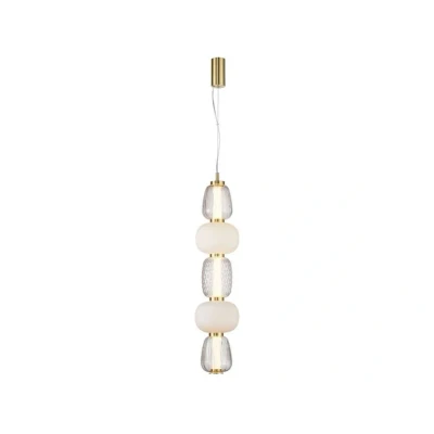 Image of LOOM DESIGN LED hanging light Pearl 5 amber/gold glass height 78cm