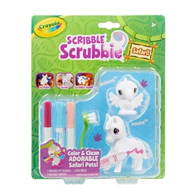 Image of Crayola Scribble Scrubbie Safari Animals, Zebra &amp; Bird, 2Count, Creative Toy, Gift for Kids, Age 3, 4, 5, 6