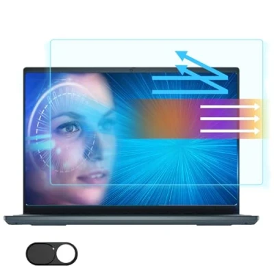 Image of XinWoTuo 2 Pack 15.6Inch Laptop Anti Blue Screen Protector for HP/Dell/Asus/Acer/Sony/Samsung/Lenovo/Razer Blade Aspect Ratio 16:9 Glare fingerprint with Camera Cover