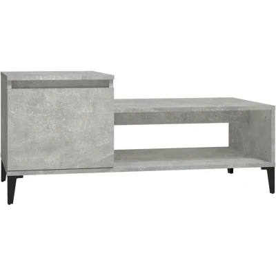 Image of vidaXL Stylish Coffee Table in Concrete Grey Rectangular Living Room with Storage Compartments and Metal Legs for Modern Interior Decor