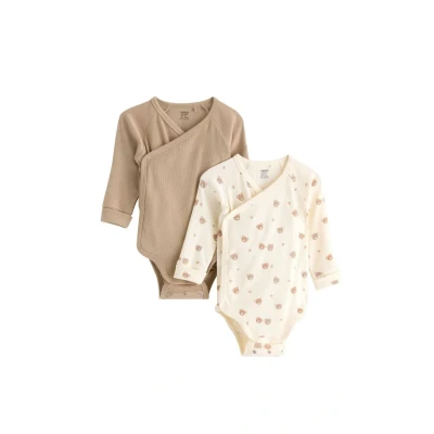 Image of 2 pack ribbed wrap bodysuits
