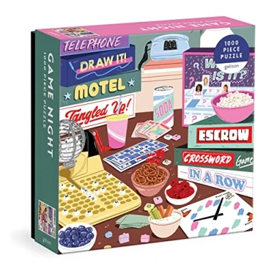Image of Galison 9780735374973 Game Night Jigsaw Puzzle, Multicoloured, 1000 Pieces