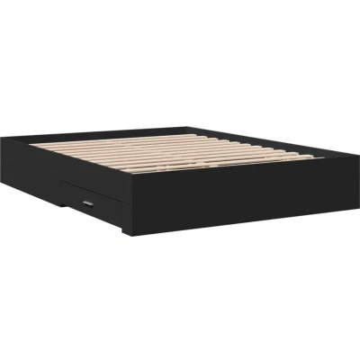 Image of vidaXL Bed Frame with Drawers without Mattress Black 160x200 cm