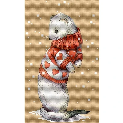 Image of Awesocrafts Cross Stitch Stamped Kits Winter Martes Easy Patterns Stitching Embroidery Needlework Kit Supplies
