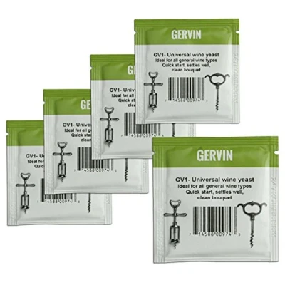 Image of 5X Gervin Wine Yeast GV1#1 Green Label General Purpose White &amp; Red 5g 23L