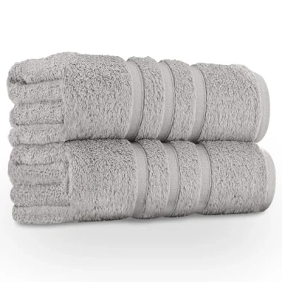 Image of GC GAVENO CAVAILIA 550 GSM Hand Towels Pack of 2 Egyptian Cotton Towel Highly Absorbent &amp; Quick Dry Bathroom Sets Washable Spa Saloon Gym Towel, Silver
