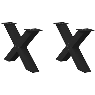 Image of vidaXL Coffee Table Legs X Shape/Sturdy Metal/Black Steel/Adjustable Height/Stability/Ideal for Multiple Tables/70x(42 43) cm