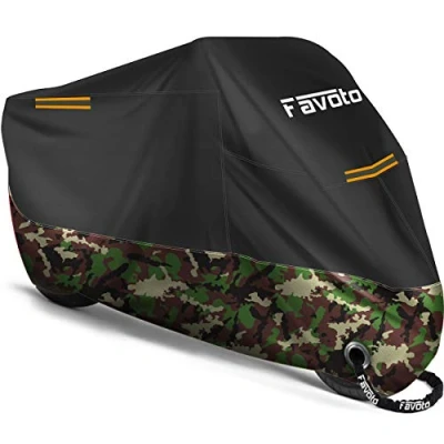 Image of Favoto Updated Version Motorbike Cover 210D Waterproof Motorcycle XXXL Dustproof Heat Resistant Outdoor Protection 104 x 41 50 inch with 2 Windproof Buckles Lock Holes