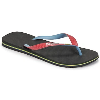 Image of Havaianas Unisex Brasil Mix Flip Flops, Black Red Ruby, 3/4 UK