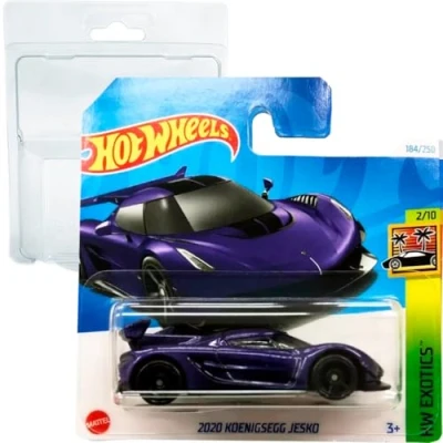 Image of Hot Wheels 2020 Koenigsegg Jesko HW Exotics 2/10 (184/250) HTC21 Purple 2024 + Protector Short Card Frikimonkey