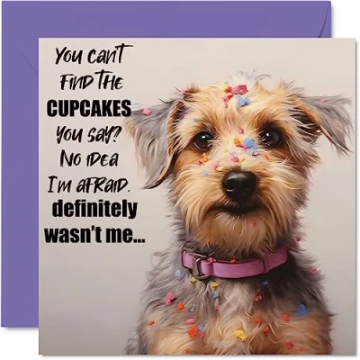 Image of Funny Birthday Cards for Women Men The Cake Thief Happy Card Mum Dad Brother Sister Son Daughter Nan Grandad Auntie Uncle, 145mm x Joke Humour Bday Greeting