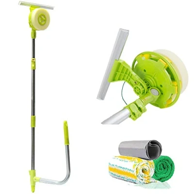 Image of U Type Long Window Glass Cleaner Telescopic Elevated Extending Squeegee Brush, Magnetic Double Sided Wiper Cleaning Brush Tools Home Kit