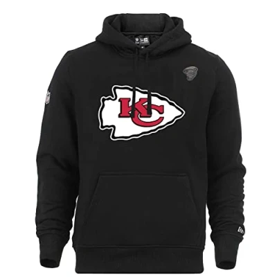Image of New Era Kansas City Chiefs NFL Bekleidung Kapuzenpullover Hoody Fanartikel schwarz mit CapSpin Pin