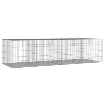 Image of vidaXL Silver Galvanised Iron Rabbit Cage Large 217x79x54 cm Hutch/Playpen for Small Animals, Outdoor/Indoor, Easy Assembly