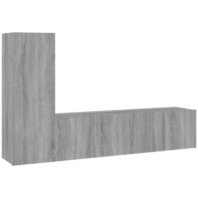 Image of vidaXL 3 Piece TV Cabinet Set Grey Sonoma Engineered Wood