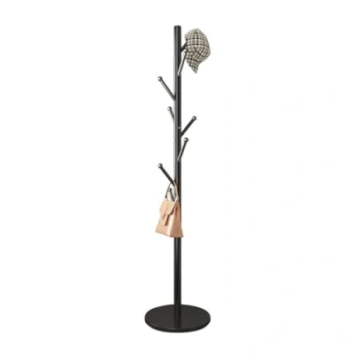 Image of Coat Rack with Round Base, Hall Tree freestanding, 8 Hooks, Hanger for Coats, Hats, Handbags, Umbrellas, Suitable Offices, hallways A