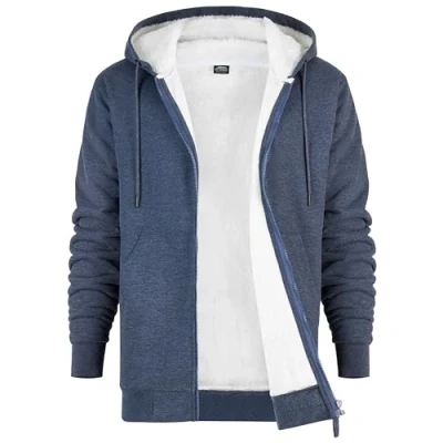 Image of CityComfort Mens Hoodie with Fleece Lining Zip Men Teenagers M 3XL Warm Cosy Outerwear Full Loungewear Gifts for Him (Navy, L)