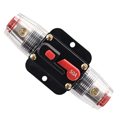 Image of RKURCK 50 Amp Circuit Breaker Manual Reset Inline Fuse Inverter for Car Marine Trolling Motors Boat ATV Audio Solar System Protection 12V 24V DC