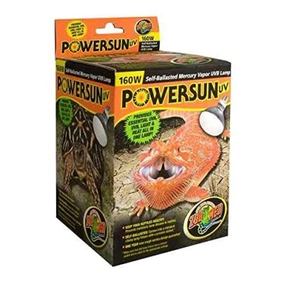 Image of zoomed Zoo Med Powersun UV Mercury Vapour Lamp, 160 Watt