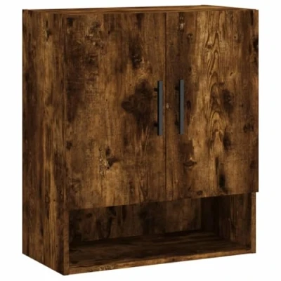 Image of vidaXL Engineered Wood Wall Cabinet in Smoked Oak Mounted Storage Unit for Living Room Compact Space Saving Design 60x31x70 cm
