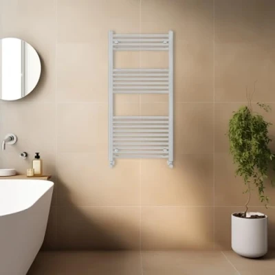 Image of Warmehaus Contemporary Straight Bathroom Ladder Radiator Heated Towel Rail Chrome Warmer Central Heating 1200 x 600mm