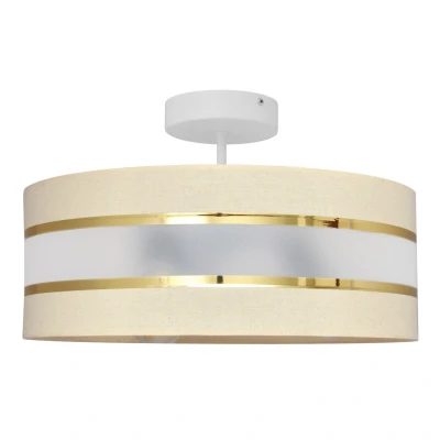 Image of Helen Cylindrical Pendant Ceiling Light Ecru, Gold, White 40cm