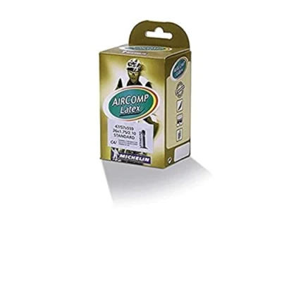 Image of Michelin Unisex AIRCOMP LATEX 26 (559mm) x 1.9 2.25 STD Tyres Tubes, Black, TUBE 559mm UK