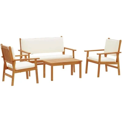 Image of vidaXL 4 Piece Garden Sofa Set with Cushions Solid Wood Acacia