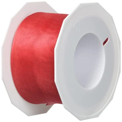 Image of Präsent Four Seasons Organza wired edge Ribbon Red 60 mm width, 25 m length