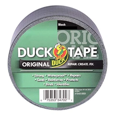 Image of Duck tape original Black, 50 mm x 25 m. The high strength waterproof gaffer and duct adhesive cloth repair