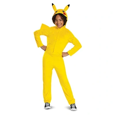Image of Disguise 94703G EU V2 Pikachu Classic Jumpsuit Fancy Dress Costume, Unisex Children, 1