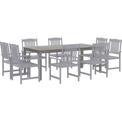 Image of vidaXL 9 Piece Garden Dining Set Solid Wood Acacia Grey