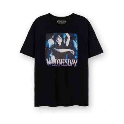 Image of Wednesday Womens T Shirt Ladies &amp; Teens Addams Dancing Scene Graphic Tee in Black Netflix Series One Merchandise Adults Girls Short Sleeve Top The Family Apparel Gift