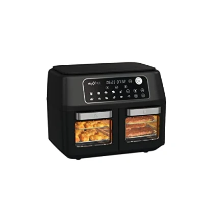 Image of MAXXMEE Digital Twin Chamber Air Fryer With Glass Doors and synchronized cooking zones, 2x5.5L, Black