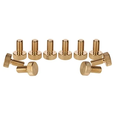 Image of PrecisionGeek Brass M6 x 10mm (10mm dia) Flat Knurled Thumb Screws (Set of 10)